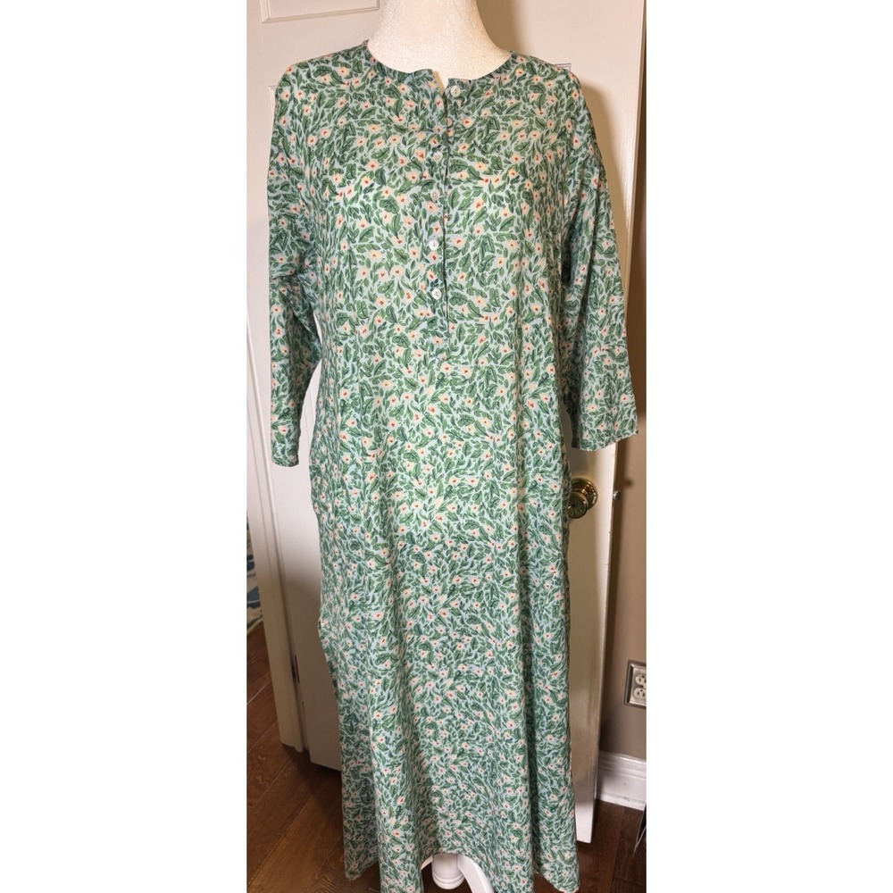 Women's Roller Rabbit Floral Kaftan Large Pockets Cotton Dress/cover Up Resort